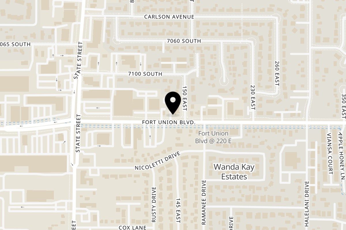 Map showing the location of Ganesh Indian Cuisine Midvale on 145 Fort Union Blvd Suite # 204 in Midvale